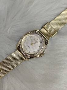 Relogio Feminino Dourado De Quartzo De Resina