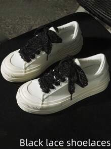 1Pair Elegant Lace Laces With Hollowed Out Floral Patterns, Soft And Lightweight, Hand Washable - DIY Sweet Fairy Style Replacement Shoelaces, Suitable For Sports Shoes And Casual Shoes