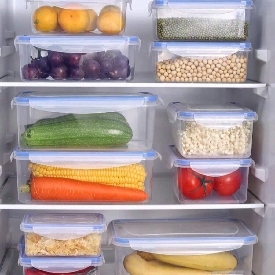 1 件密封食品储存容器，微波炉适用带盖午餐盒，办公室白领长方形密封盒，防潮 - 透明 - 查看 1