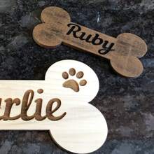 Customized Wooden Dog Tags, Pet Supplies, Pet Dog Tags, Dog Bone With Name, Dog Name Plate, Wall Dog Name Plate, Personalized Dog Gifts, Dog Wall Decor, Dog Food Sign,Cat Gift - Multicolor - View 4