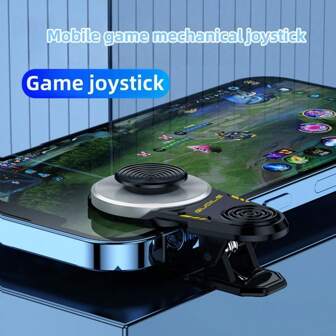 银色电镀CD纹理防滑机械游戏辅助按钮操纵杆，适用于手机游戏，有线物理机械按钮夹，无需电池
