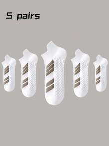 1/3/5/10 Pares de Meias Esportivas Masculinas, Design Listrado em Verde Água, Meias Tornozelo para Primavera/Verão, Meias Finas e Respiráveis para Corrida, Confortáveis para Fitness, Esportes, Atividades Diárias ao Ar Livre