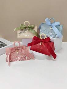Elegant European Style Gift Box, Triangle Shaped Pearl Floral Design, Creative High-End Wedding Candy Box, Handbag For Mother's Day, Wedding, Birthday, Anniversary And Holiday Party Gift Packaging, Suitable For Candy, Chocolate, Candy And Other Items