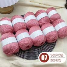 10 piezas Hilo de mezcla de seda de lujo [Aproximadamente 500g/10 Bolas por paquete] Hilo tejido suave y amigable con la piel de lana y cachemir - Adecuado para suéteres, bufandas, sombreros, mantas para bebés, cárdigans y chaquetas | Disponible en varios colores y multicolor