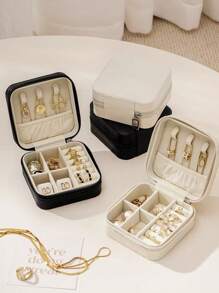 1pc Portable Minimalist Jewelry Storage Box, Travel Jewelry Case For Rings, Earrings, Necklaces