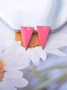 6pcs Copper Geometric Double-Sided Enameled Charms, Colorful Oil Drop Triangle Shape Necklace Earring Bracelet Pendant Jewelry Decorations, Holiday Gifts - (6pcs) - View 3