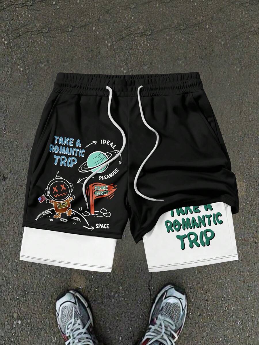 Quần short thể thao thoải mái in họa tiết cho nam, phong cách Hawaii