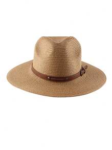 Nouvelle casquette à visière, chapeau plat de style rétro français pour homme, protection solaire pour les voyages à la plage d'été, grand bord de couleur unie, chapeau en polyester bohème coupe-vent avec protection UV, printemps/été