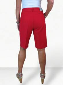 Paulo Due Smart Pleated Tailored Shorts - Red - View 2