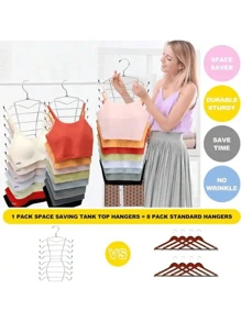 1 pieza Estantería metálica antideslizante de 8 capas - Almacenamiento de espacio para el armario adecuado para sostenes, camisetas y trajes de baño - Diseño multinivel duradero con ganchos para una fácil organización, estantería para almacenamiento de camisetas sin mangas | Diseño ahorra espacio | Percha duradera