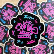 Pegatina de neón de grafiti de Jinx, pegatina de Arcane, pegatina, pegatina para botella de agua, pegatina para portátil, para portátiles, termos, teléfonos celulares, diario de balas, planificador, botella de agua, funda de teléfono, decoración - Multicolor - Ver 6