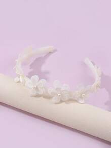 1pc Flower Hair Hoop With Plastic, Suitable For Daily Use - Beige - View 6