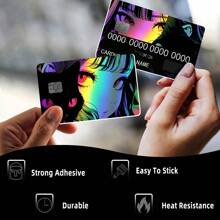 4pcs Ombre Holographic Card Stickers - Thin Self-Adhesive Holographic Color Card Sleeves, Suitable For Credit Cards, Key Cards, Ultra-Thin, Waterproof, Scratch-Resistant, Anti-Slip, For Debit Cards, Decoration Sticker - Black - View 12