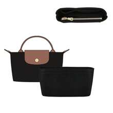 Organizador de inserción mini, adecuado para bolsos pequeños, organizador de bolso tímido, organizador de bolso de tela negra - Negro - Ver 8