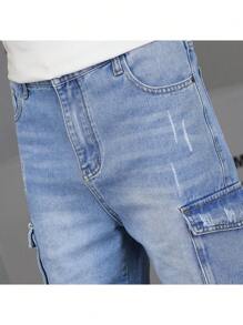 Teen Boy Straight-Leg Mid-Length Denim Shorts