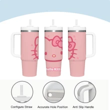 Sanrio Sanrio 1-Piece 40oz Hello Kitty Tumbler, Stainless Steel Vacuum-Insulated Thermal Cup With Large Capacity, Keeps Hot And Cold Beverages, Ideal For Outdoor Sports, Office, And Home Use. Perfect Gift For Birthdays, Mother's Day, Graduations, And Back-To-Season.