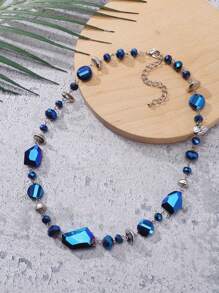 BOCAR 1pc Bohemian Crystal 9-Shaped Link Chain Colored Gold Coated Necklace For Women's Daily Wear, Party, Holiday - Multicolor - View 10