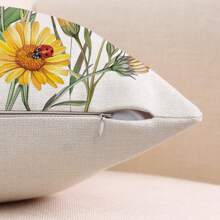 4PCS Spring Summer Pillow Case Yellow Daisy Ladybug Sweet Home Blessing This Home Decoration Cushion Cover Sofa Bed Home Decoration Single Sided No Pillow Core