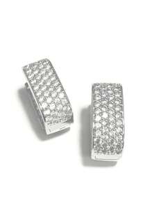 S925 奢华方形全水钻耳环，送给爱人、朋友、生日的礼物，适合派对和日常佩戴，女士高级珠宝 - 銀色 - 查看 4