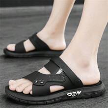 Men's Rubber Sandals, Summer Flip Flops, Beach Dual-Use With Thick Sole, Non-Slip Open Toe And Breathable