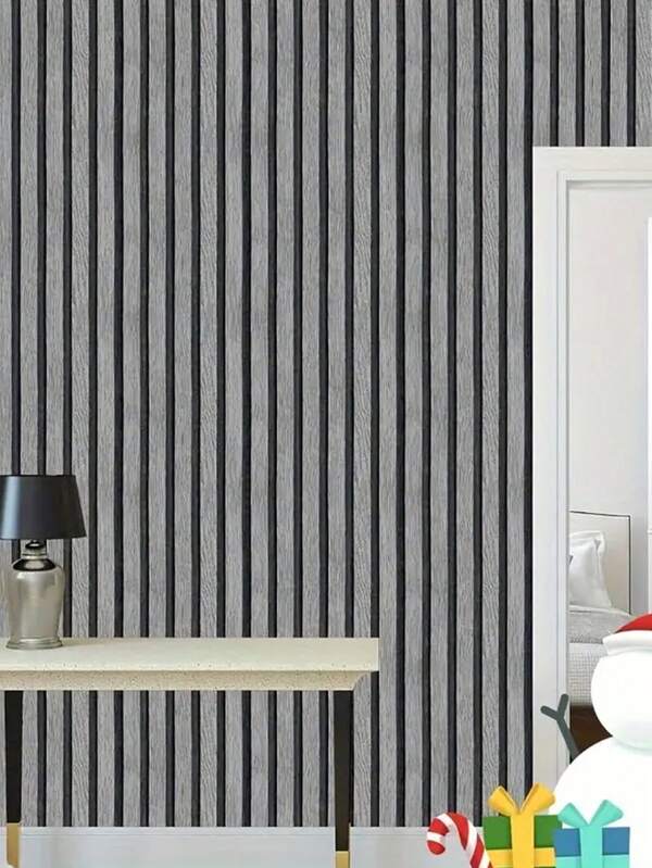 Swehooirt 3D Effect Wood Slats Wallpaper Dark Grey And Black Panel Wood Grating Wallpaper Rustic Wooden Slat Wall Panelling Wallpaper For Bedroom Living Room Hallway Stairs Lounge Hall