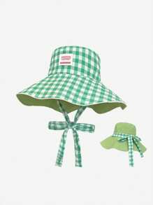 1pc Women Reversible Checkered Bucket Hat, Tie Closure, Casual Sunscreen Hat For Spring/Autumn, Suitable For Outdoor And Daily Use - MZ2679 - View 12