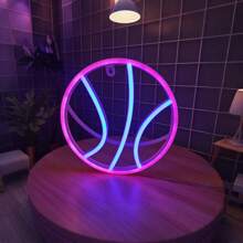 1pc LED Basketball Shaped Neon Wall Decor Light, Battery/USB Powered, Romantic Fairy Light For Home, Gamer Room, Party, Birthday Gift, Bedroom Decoration