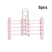 5pcs/1pc Adjustable Lovely Bowknot Non-Slip Clothes Hangers, Children Pants Hanger Clip, Space-Saving Expandable Hanger With Non-Slip Clips For Baby/Kids Clothes - Plastic Design - Multicolor - View 12