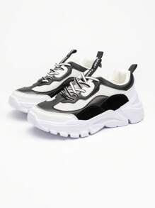 Men's Casual Comfortable Lace-Up Running Shoes, Solid Color Design Suitable For Outdoor Sports And Daily Wear, All Season Comfort & Durability