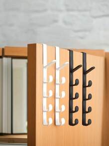 4pcs Over-The-Door Hooks - Easy To Install Multi-Purpose Storage Rack For Coats, Towels, Bags - Plastic, 5 Hooks Each, White, Black, Gray - Ideal For Bathroom, Entryway, Wardrobe - Multicolor - View 14