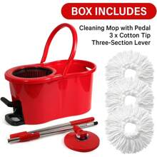 Spin Mop And 7LT Bucket Floor Cleaning System With 3 Extra Microfiber Mop Replacement Refills - Labor-Saving Foot Pressure Spin Mop With Adjustable Stainless Steel Handle For Floor Cleaning - 1 - Xem 3
