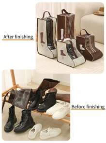 Boots Storage Bag, Portable Widen Tall Boots Storage, Short Shoe Bags For Storage, Brown Shoe Dust Proof Bags, Shoe Travel Bags For Packing, Cowboy Boots, Home Storage,Elegant Shoes Storage Bag Travel Home Non Woven Boot Bag