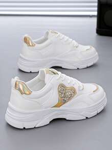 女士透气舒适轻便防滑缓冲休闲运动跑步运动鞋 - 金色 - 查看 1