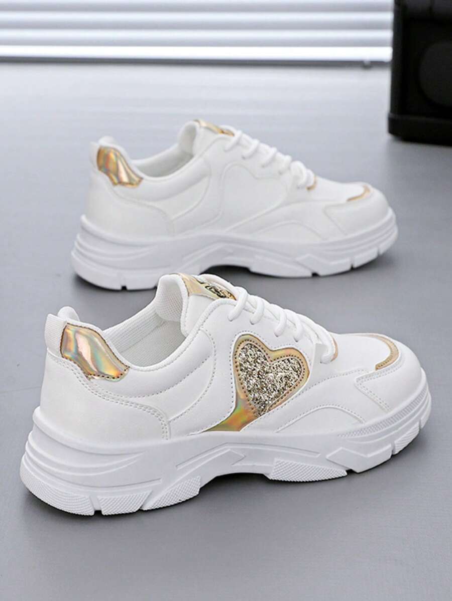 女士透气舒适轻便防滑缓冲休闲运动跑步运动鞋 - 金色 - 查看 1