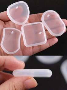 Resin Silicone Mold Resin Mold With Holes Resin Type Resin Soft Type 6pcs UV Resin Silicone Type Gypsum Earrings Necklace Keychain Accessories