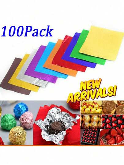 100pcs Packaging Paper DIY Food Aluminum Foil Packaging Paper Packaging Chocolate Candy Wedding Party Birthday Gift Decorative Aluminum Foil Packaging Bag.