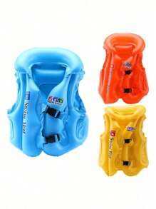 1pc Inflatable Swimming Vest, Thickened PVC Buoyancy Life Jacket For Beginner Swimmers (Random ABC Pattern & Color)
