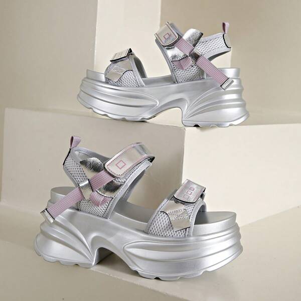 Women's Exclusive Design Casual Hook And Loop Breathable Summer Platform Sandals