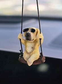 Cute Swing Labrador Retriever Pet Dog Car Rearview Mirror Hanging Decoration, Auto Interior Accessories - A - View 1