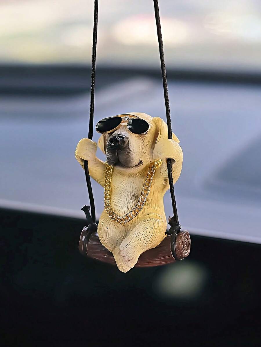 Cute Swing Labrador Retriever Pet Dog Car Rearview Mirror Hanging Decoration, Auto Interior Accessories - A - View 1