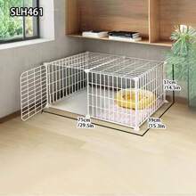 Large Indoor Cat Villa With Pet Hammock, Cat Bathing Cage, Litter Box, Double-Decker Swing & Fence, Anti-Jump Cat Cage
