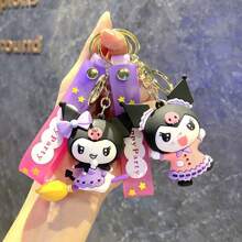 Sanrio Sanrio 1pc Kuromi Series Keychain Cute Anime Doll Key Chain Ring Bag Backpack Charm Car Key Pendant Women Daily Use Gift,Kuromi,Kuromi Stuff,Kuromi Keychain