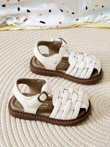 Sandalias de niñas con puntera cerrada y diseño calado, nuevas sandalias de verano cómodas y versátiles para princesas