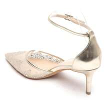 Tacones altos de punta con decoración de rhinestones, elegantes y de moda - Dorado - Ver 5