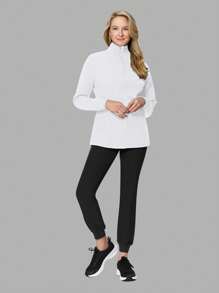 cimmuovere Zipper Front Stand Collar Long Sleeve Uniform Jacket Scrub Jacket