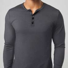 Playera Henley en manga larga - Gris Oscuro - Ver 2