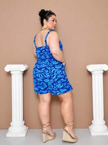 Women's Plus Size Jumpsuit Short Skirt With Printed Lining Summer - 顏色 22 - 查看 6