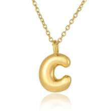 One Piece Bubble Letter Necklace Gold Plated Necklace Initial Necklaces For Women Girls Dainty Bubble Alphabet Pendant Personalized Jewelry Gift