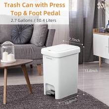 MOPALL Slim Bathroom Trash Can With Lid Soft Close, Garbage Can With-Up Lid & Step On Foot Pedal, Small Trash Bin Trashcan Waste Basket Toilet, Office, Bedroom, Kitchen, Living Room 1.9 Gallon - 2.7 Gallon - View 2