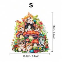 猫咪家族/卡车里的狗木制拼图，精美纸盒，异形拼图玩具，独特的儿童礼物，不对称动物形状木制拼图，装饰艺术绘画